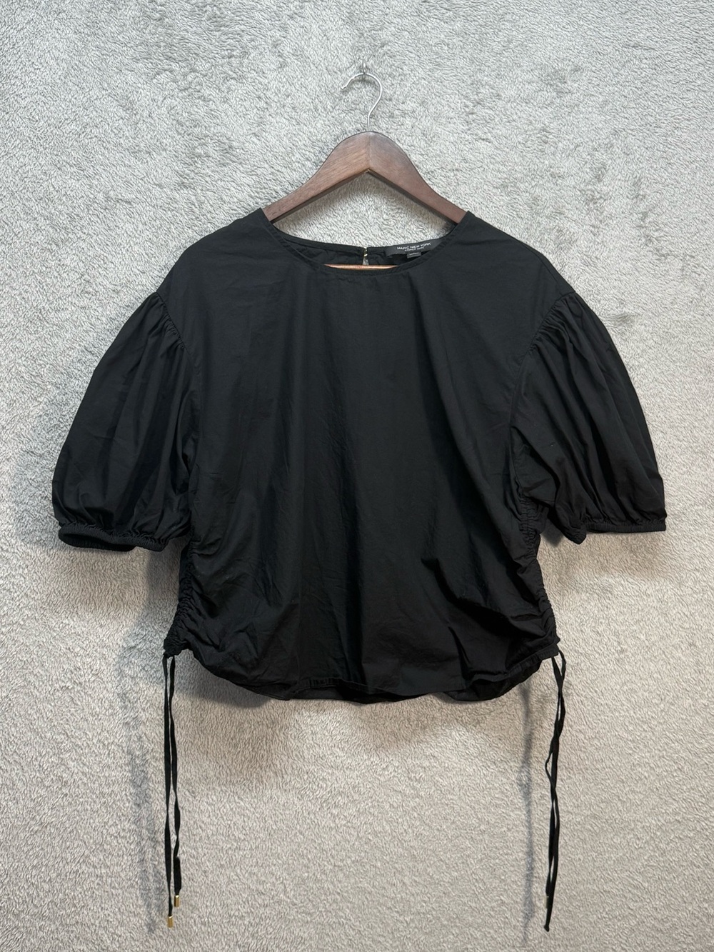 Marc New York Puff Sleeve Drawstring Blouse Black